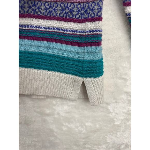 Talbots Stripe Sweater XL Multicolor Nordic Fair Isle - Picture 3 of 8
